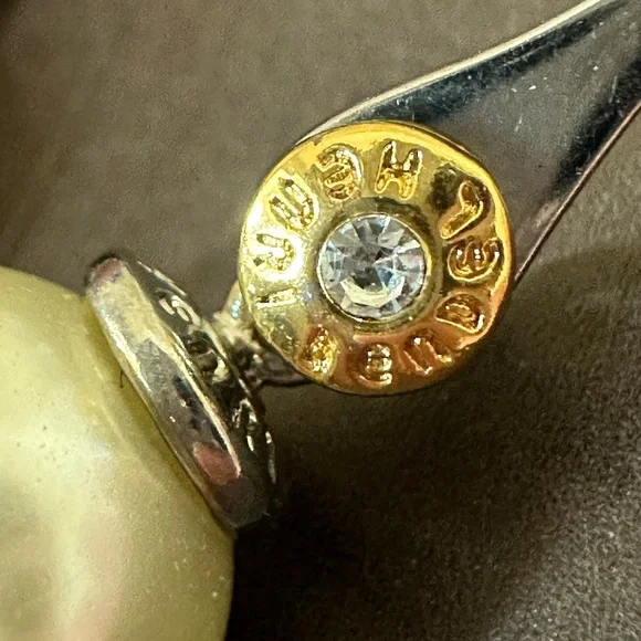 Henri Bendel silver with gold signature drop pearl earrings - Picture 3 of 4